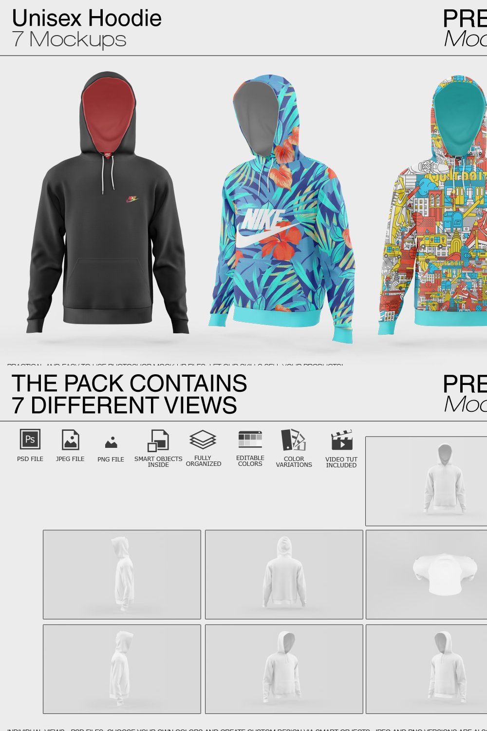 Unisex Hoodie Mockup Set pinterest preview image.