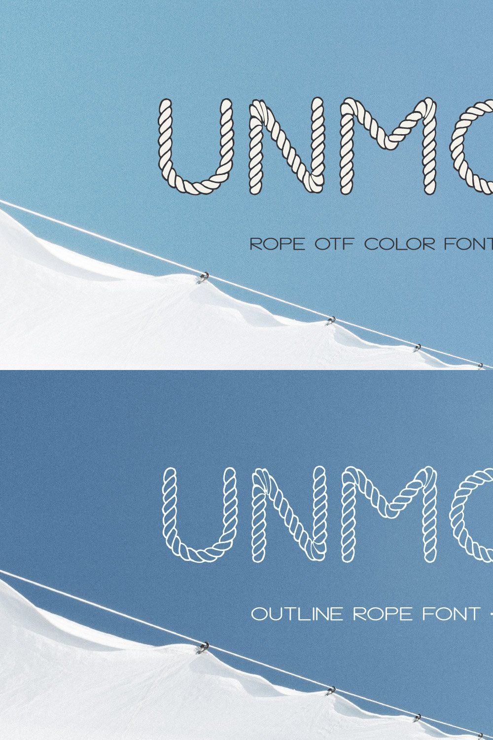Unmoor - Color and Outline Rope Font pinterest preview image.