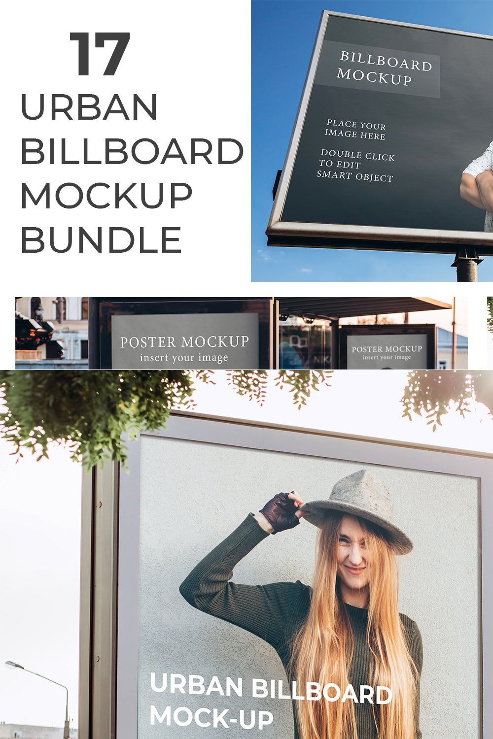 Urban billboard mock-up bundle pinterest preview image.