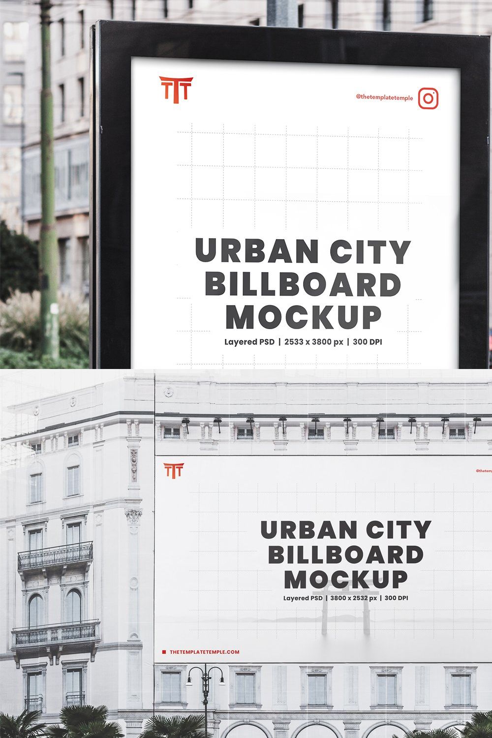 Urban City Billboard Mockups pinterest preview image.