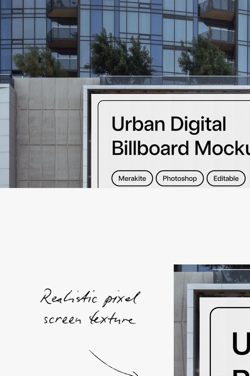 Urban Digital Billboard PSD Mockup pinterest preview image.