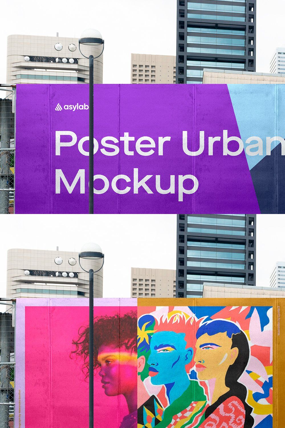 Urban Poster Street Mockup - PSD pinterest preview image.