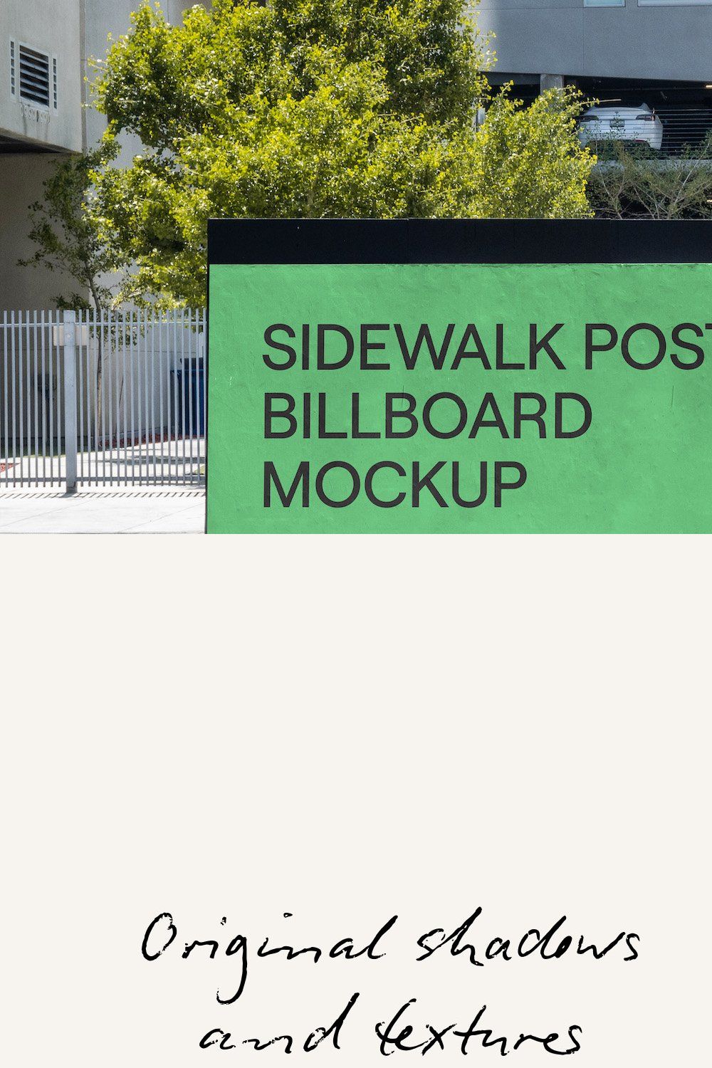 Urban Sidewalk Billboard Mockup PSD pinterest preview image.