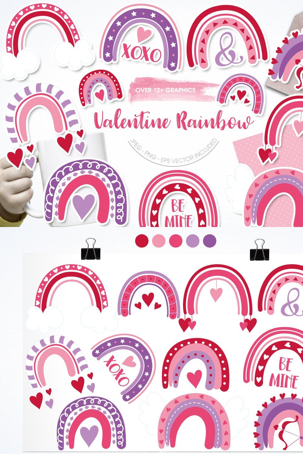 Valentine Rainbow pinterest preview image.