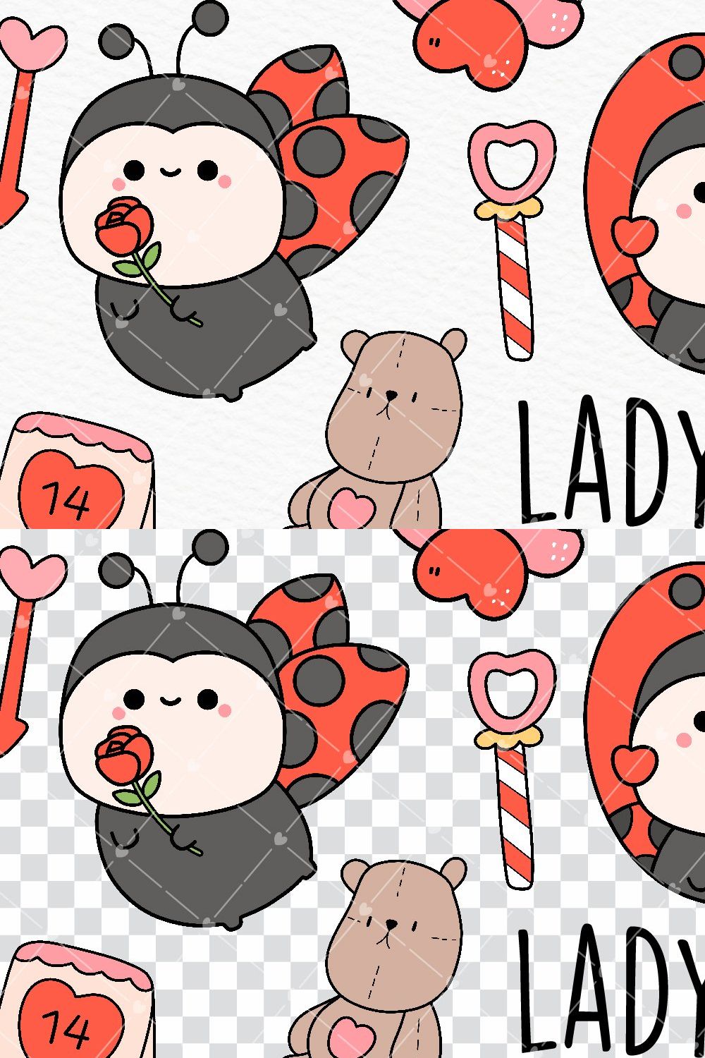 Valentine's day ladybug clipart pinterest preview image.