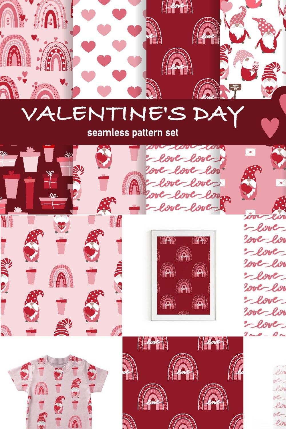 Valentine's Day Seamless Pattern Set pinterest preview image.