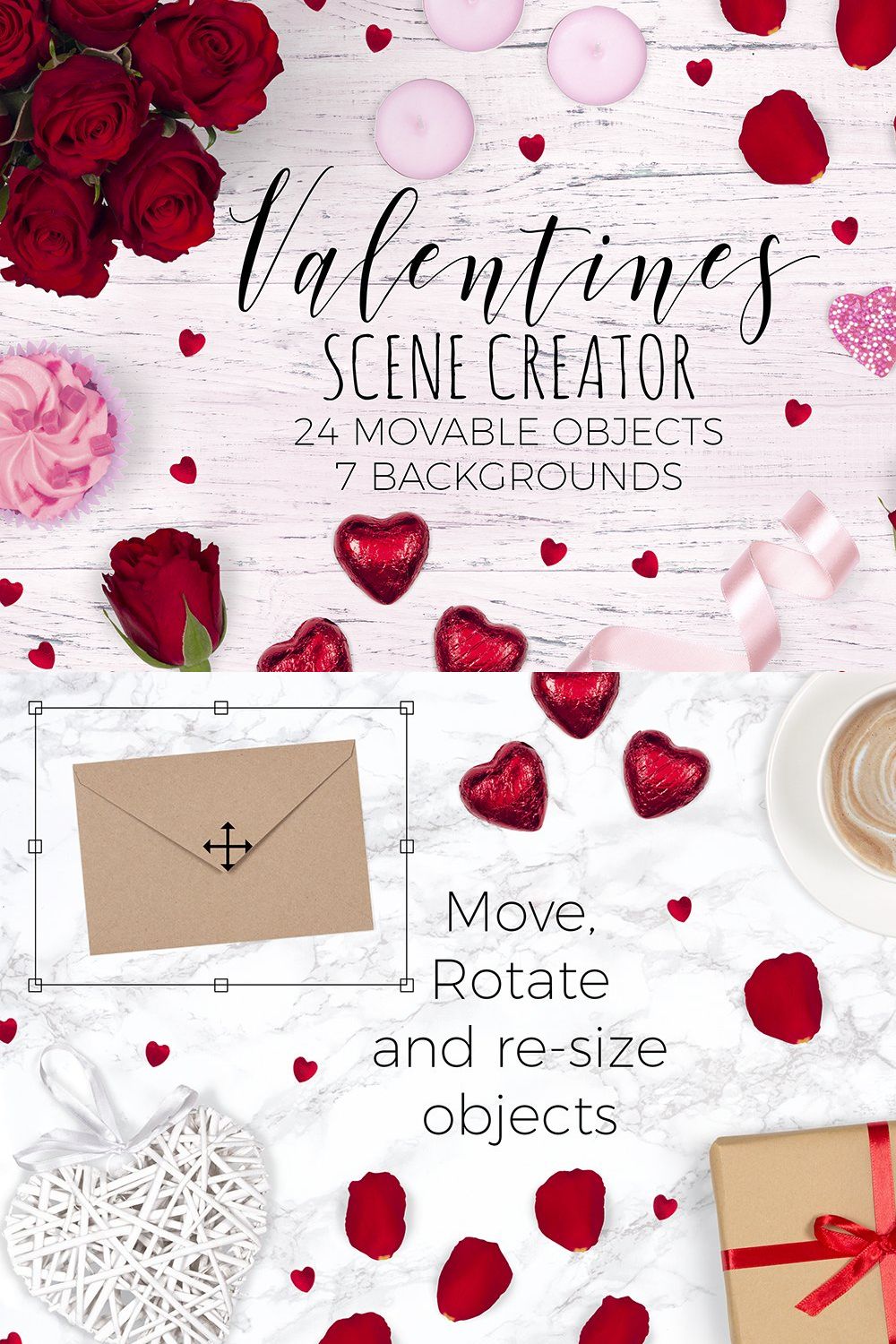 Valentines Scene Creator - Top View pinterest preview image.