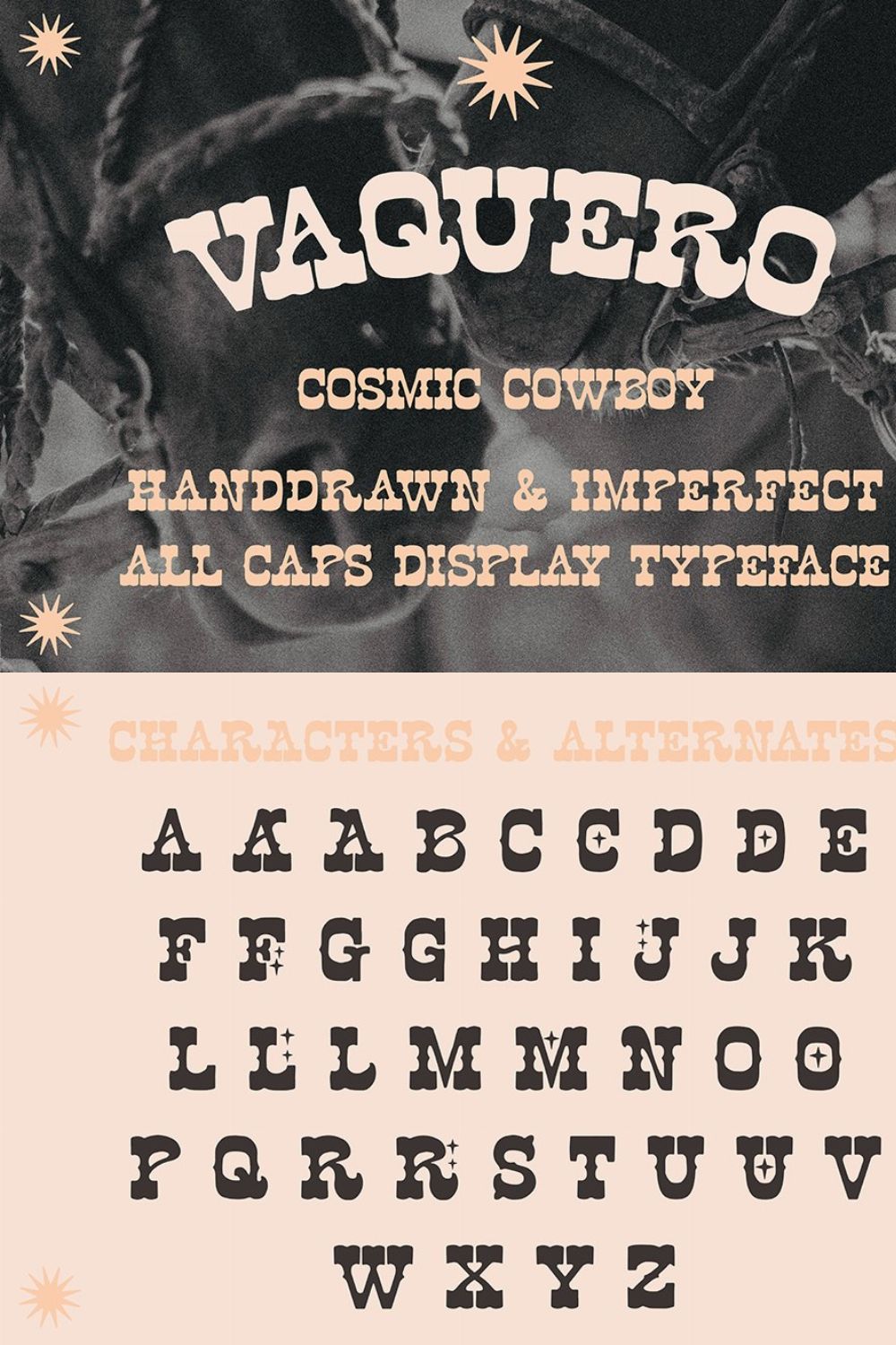 Vaquero • Western handdrawn typeface pinterest preview image.