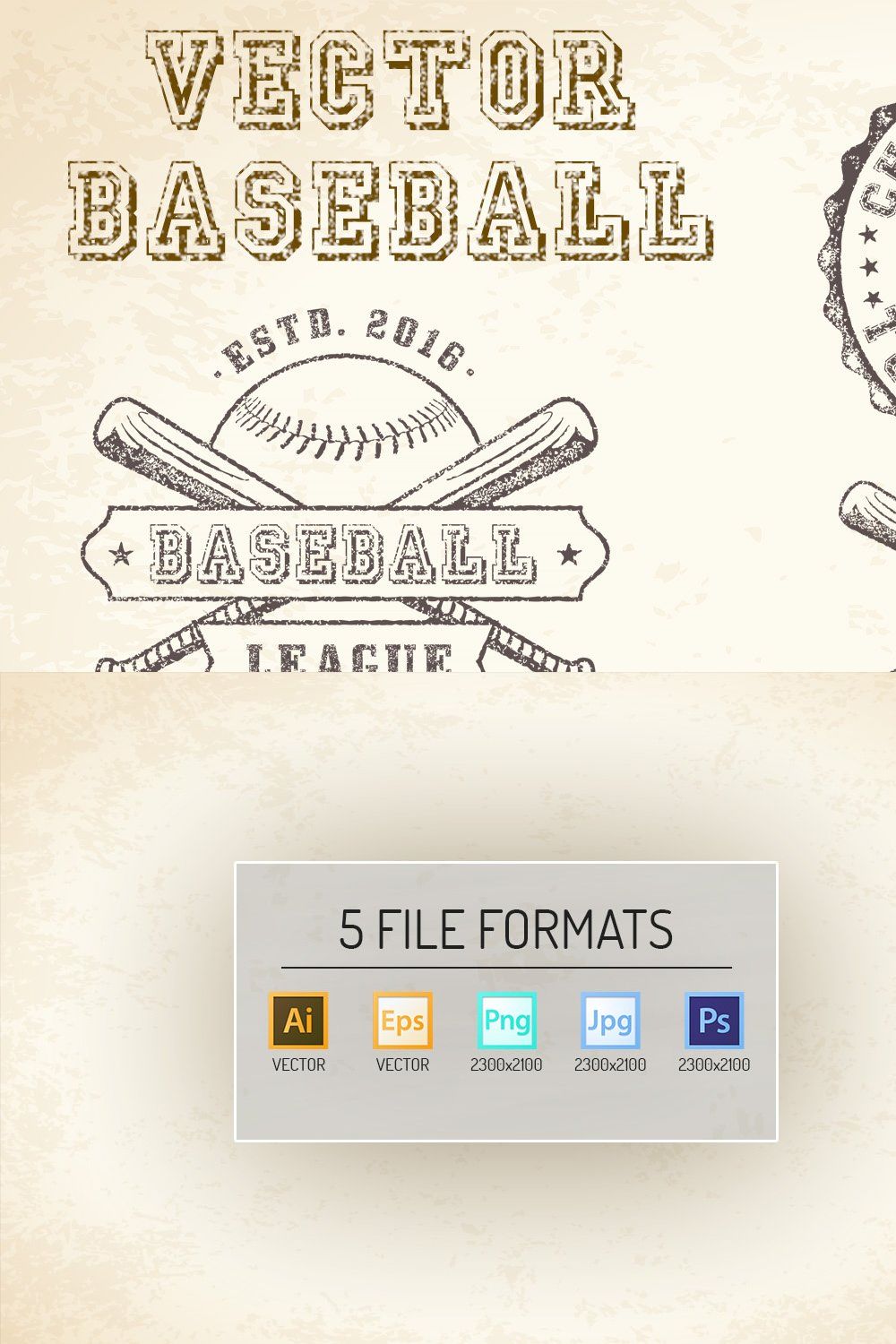 Vector Baseball GrungeLogo Templates pinterest preview image.