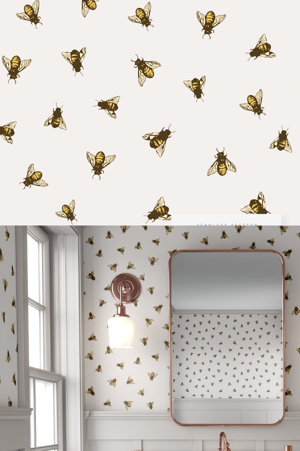 Vector Bees | Seamless Pattern pinterest preview image.