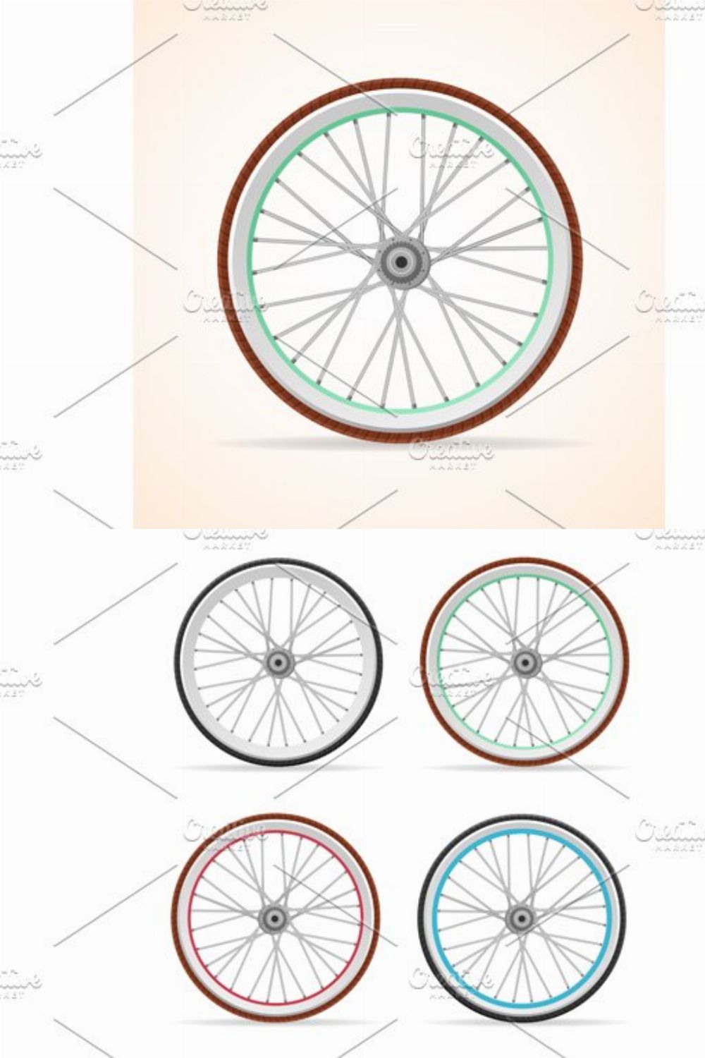 Vector Bicycle wheel set pinterest preview image.