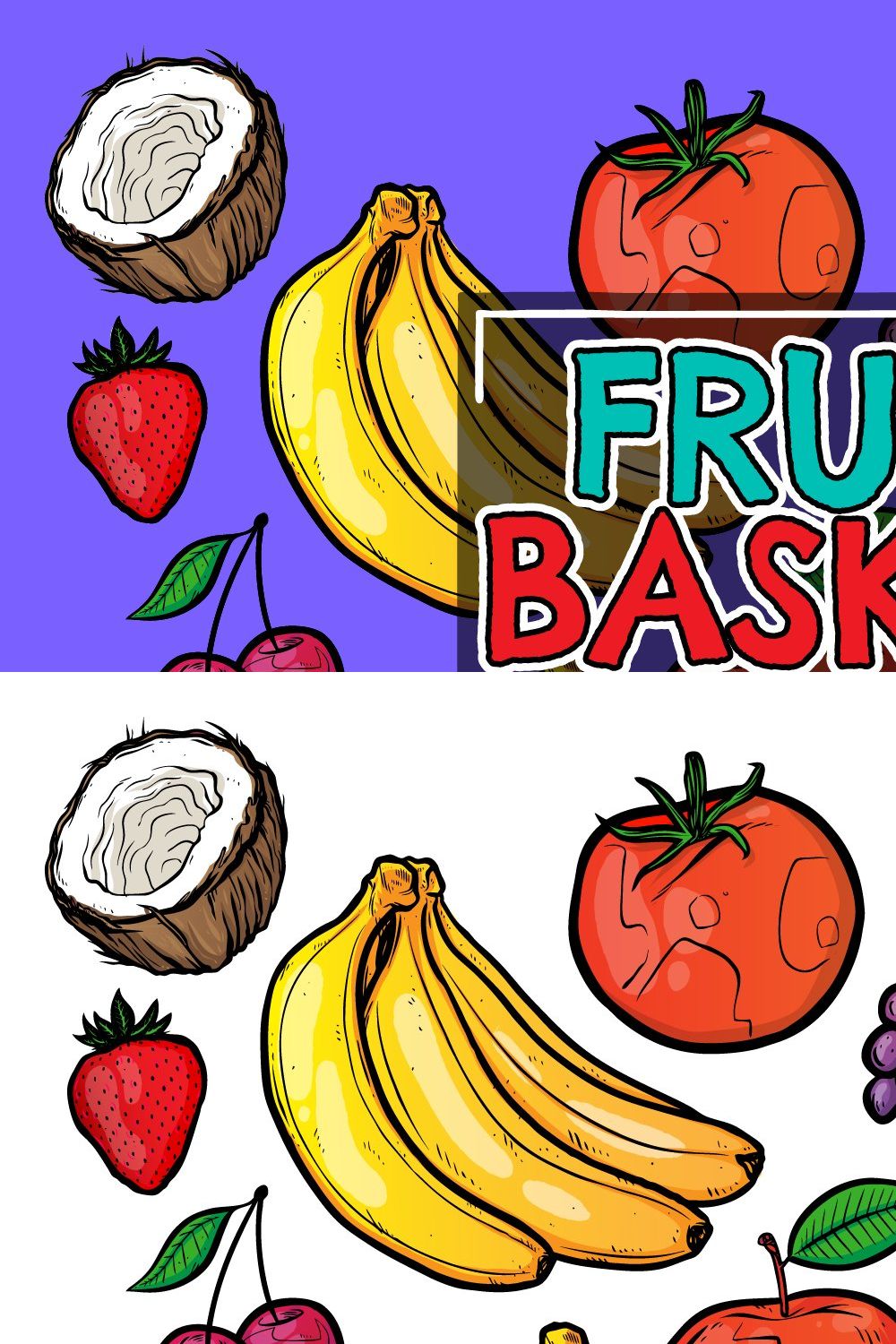 Vector Fruit Basket Pack pinterest preview image.