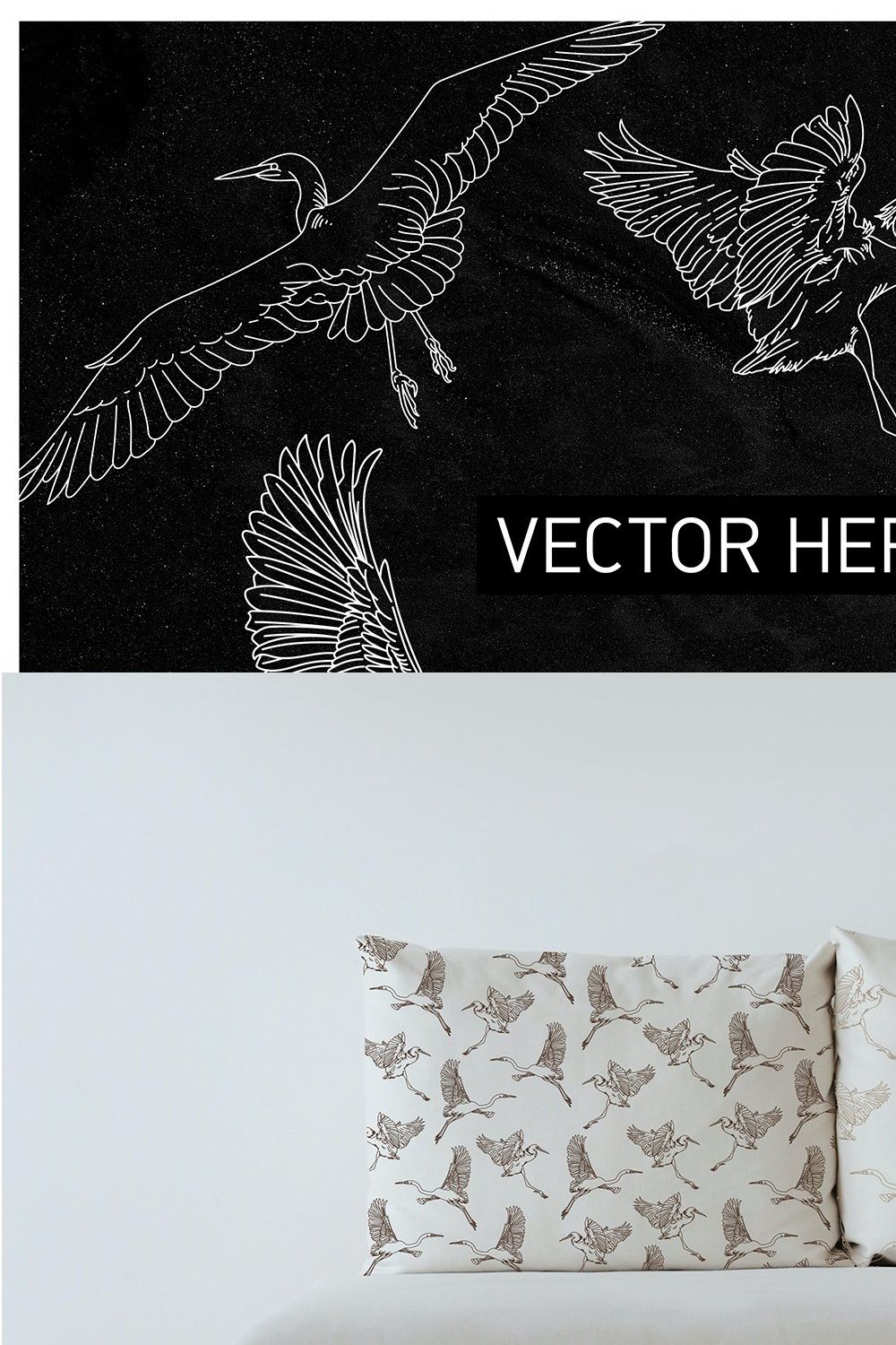 Vector Heron Set pinterest preview image.