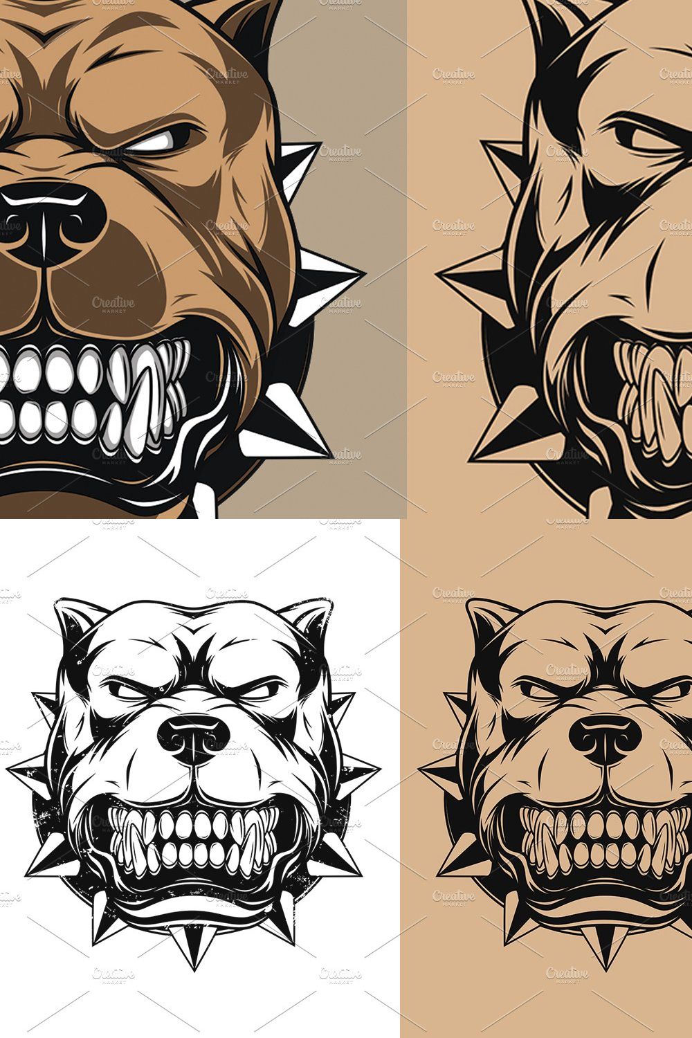 Vector illustration Angry pitbull pinterest preview image.