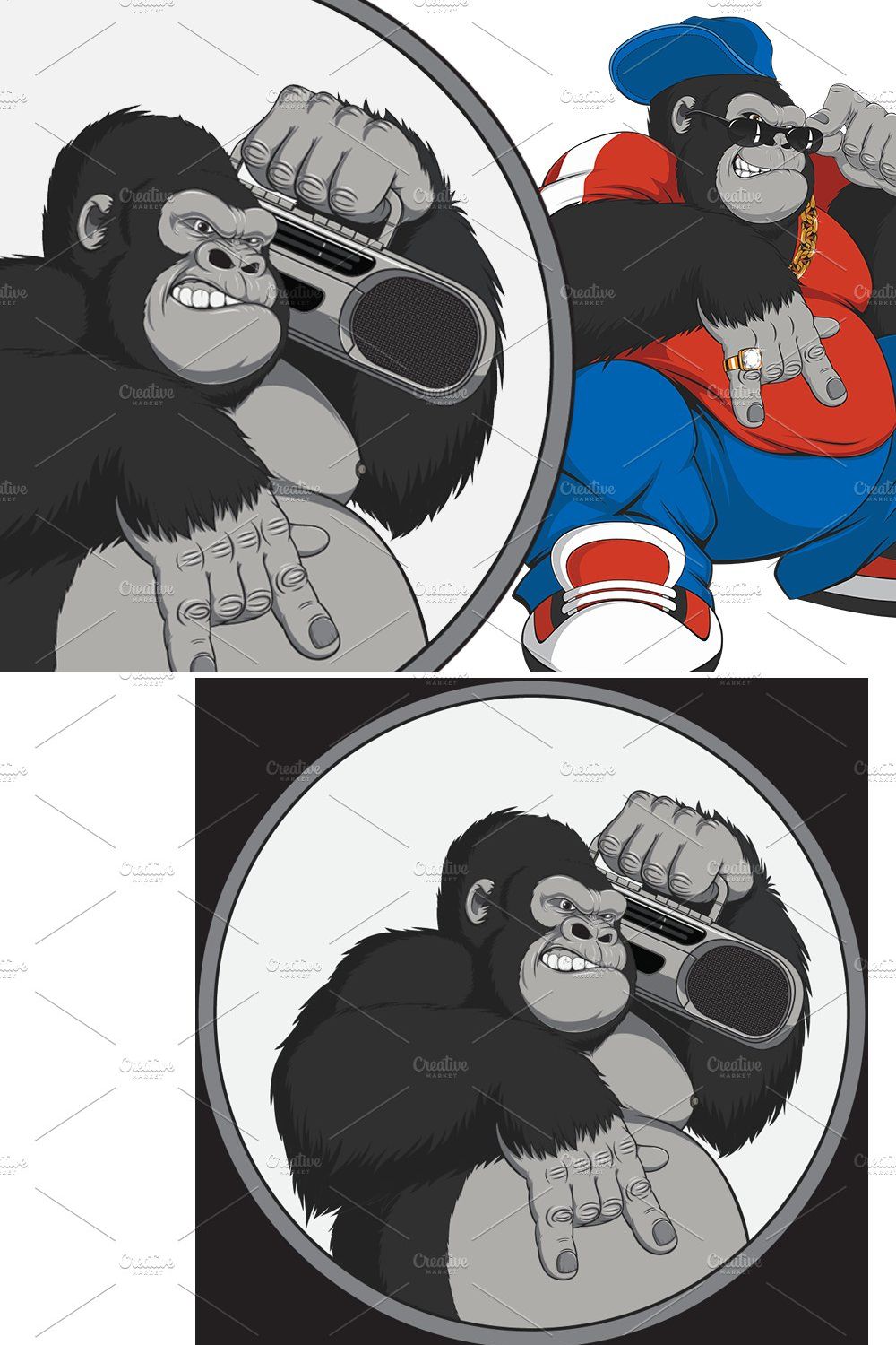 Vector illustration, gorilla pinterest preview image.