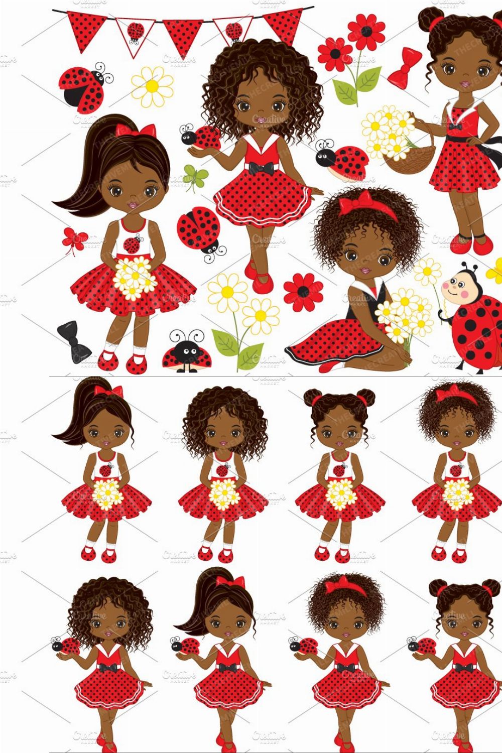 Vector Ladybug Clipart pinterest preview image.