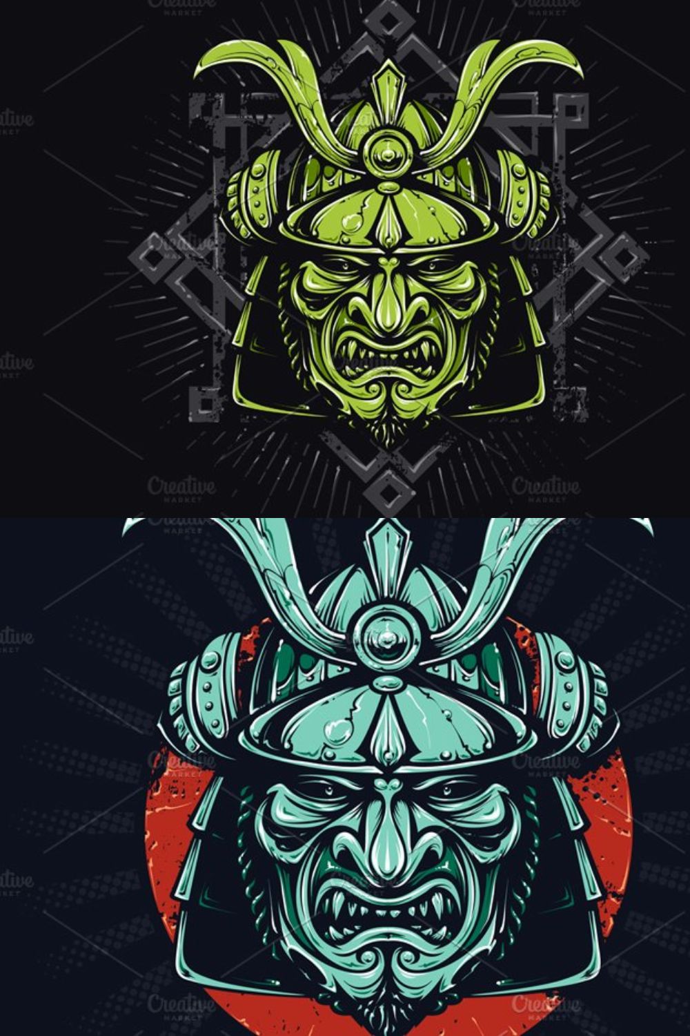 Vector Samurai Mask pinterest preview image.