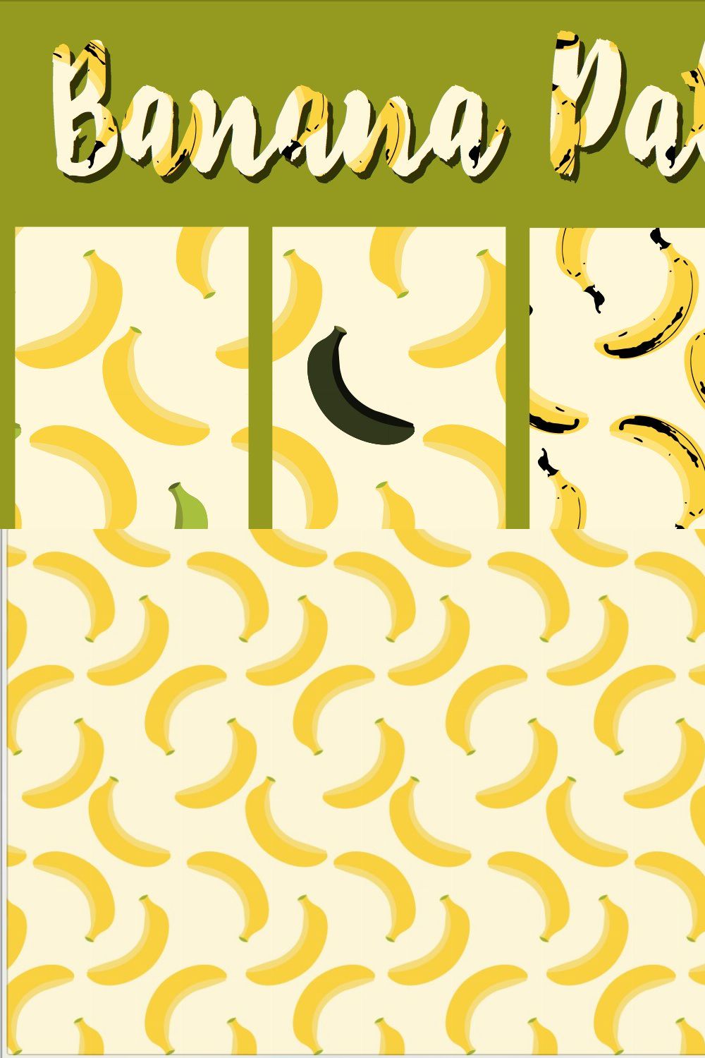 Vector Seamless Banana Pattern Set pinterest preview image.