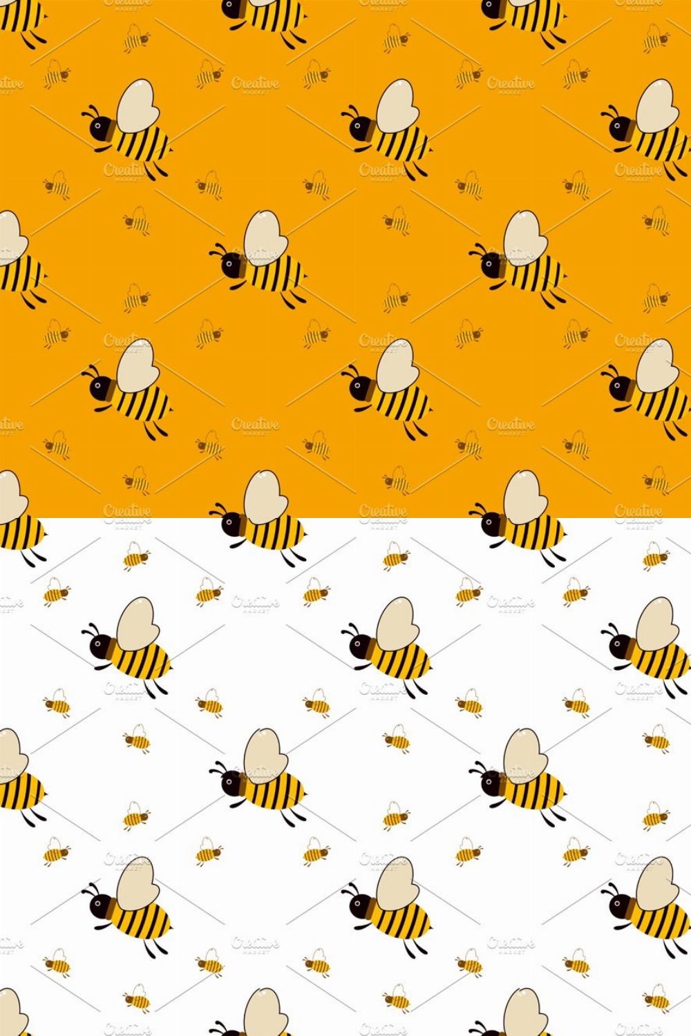 Vector seamless pattern with bees pinterest preview image.