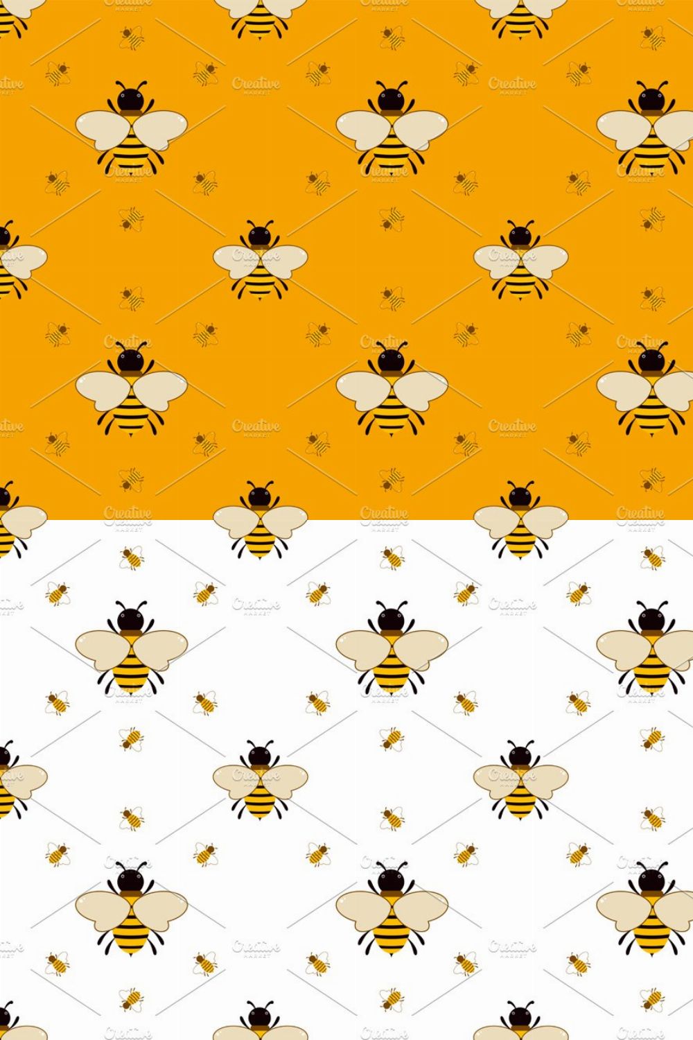 Vector seamless pattern with bees pinterest preview image.