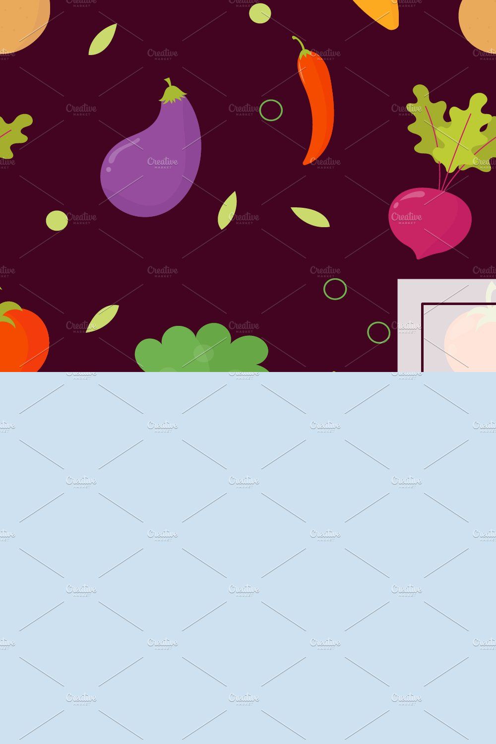 Vegetables Seamless Pattern pinterest preview image.