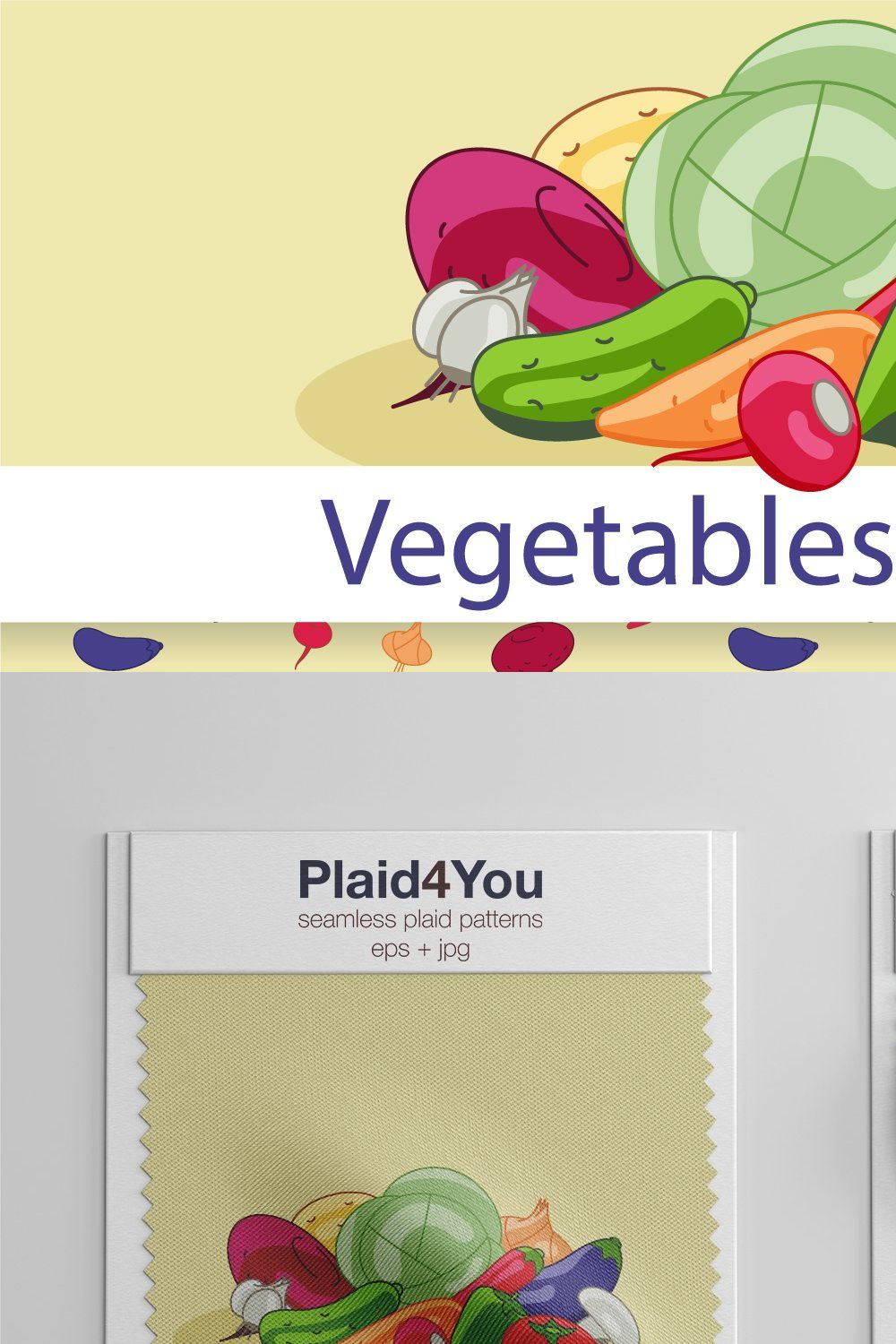 Vegetables seamless pattern pinterest preview image.