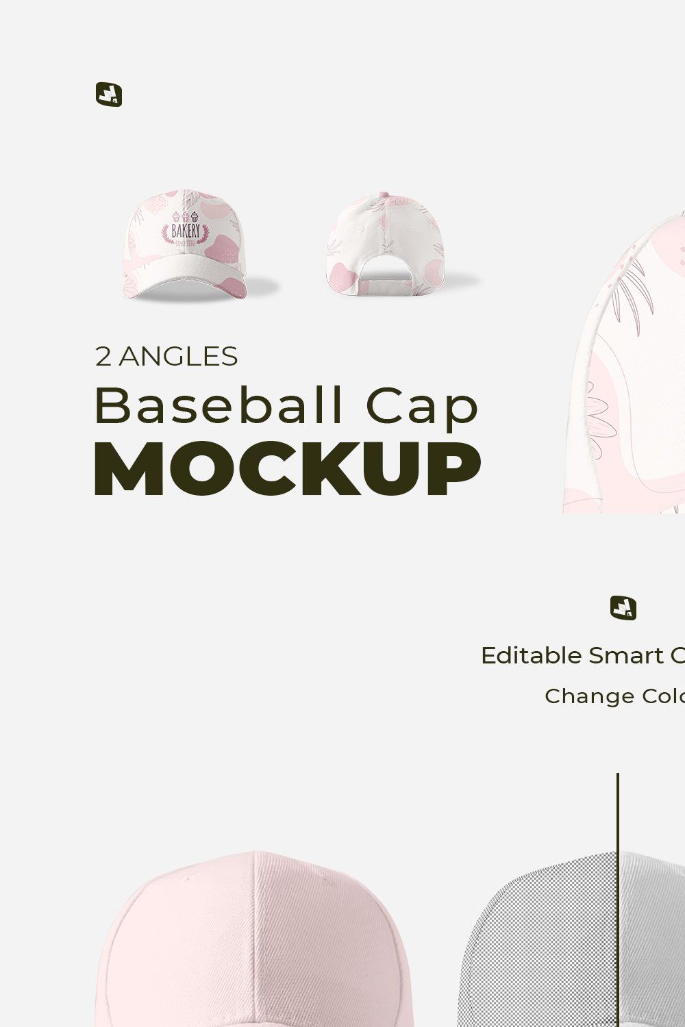 Snapback Baseball Cap Set Mockup - Designertale