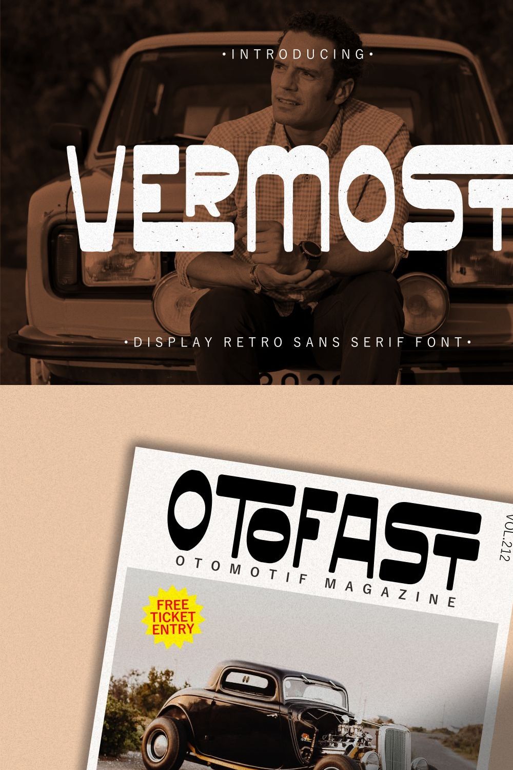 Vermost - Display Retro Sans Serif pinterest preview image.