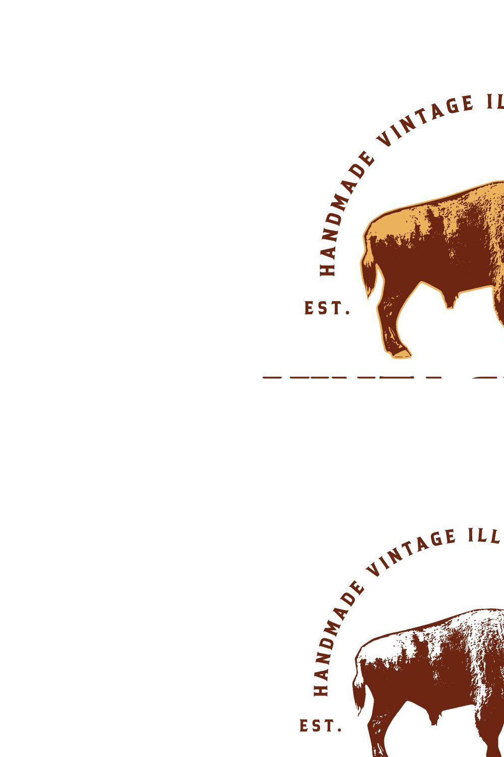 Vintage Bison Logo Design pinterest preview image.