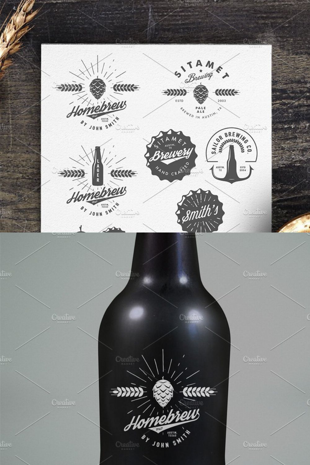 Vintage brewery logos and emblems pinterest preview image.