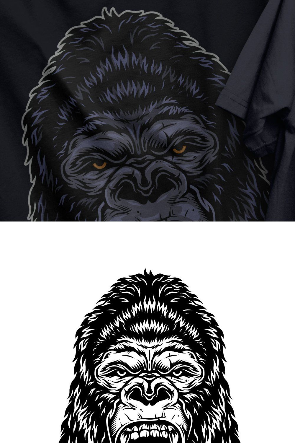 Vintage Ferocious Gorilla Head Desig pinterest preview image.