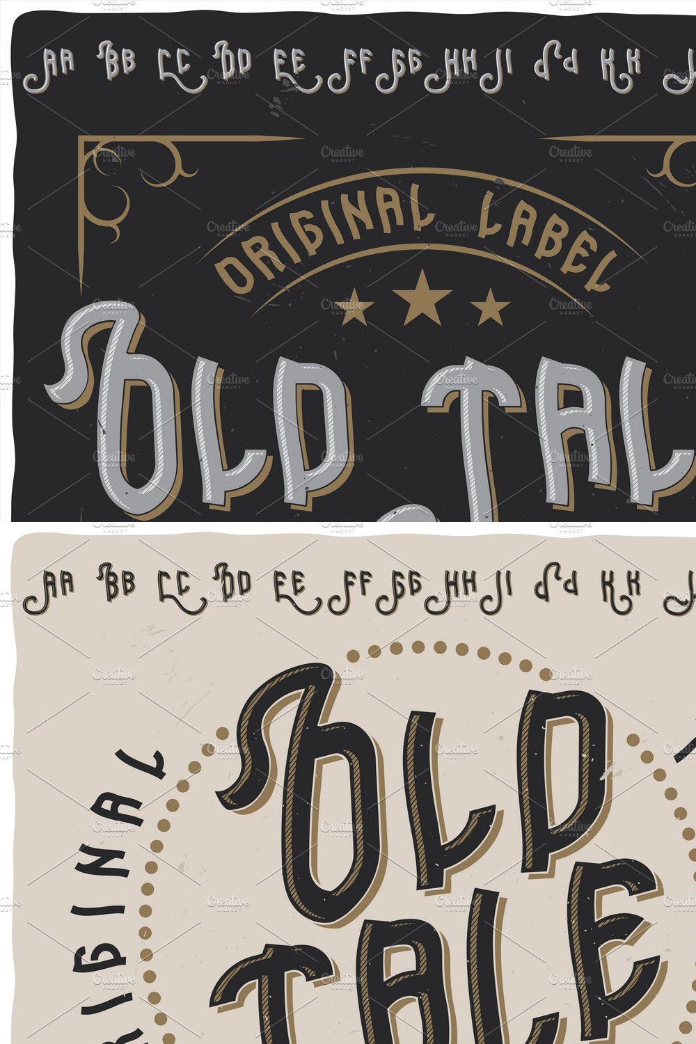 Vintage label typeface Old Tale pinterest preview image.