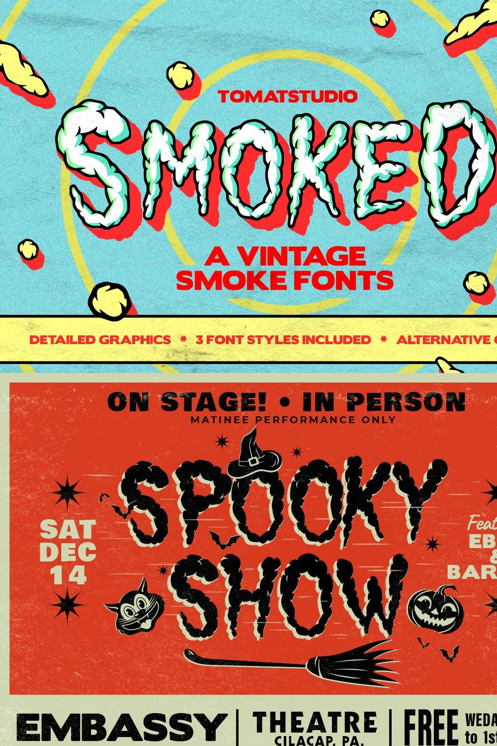 Vintage Smoked Fonts pinterest preview image.