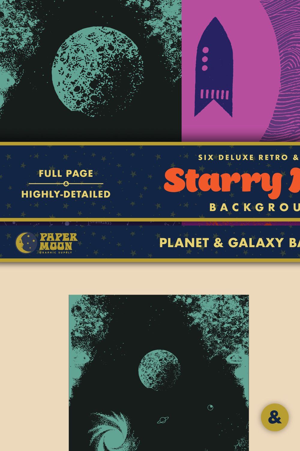 Vintage Space Background Collection pinterest preview image.