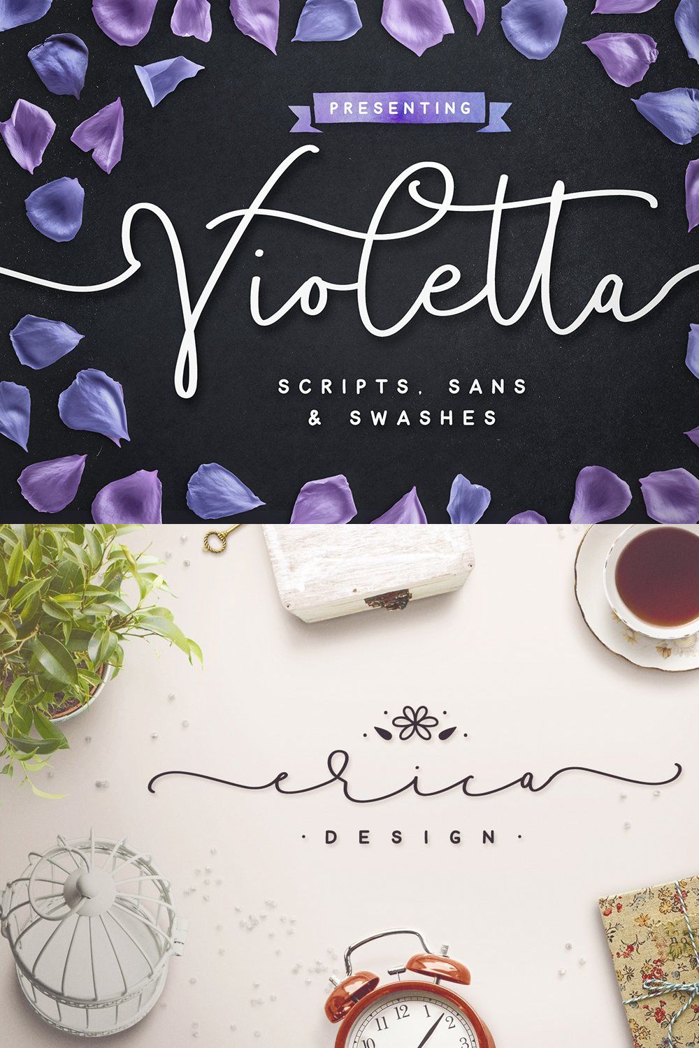 Violetta Font Pack pinterest preview image.