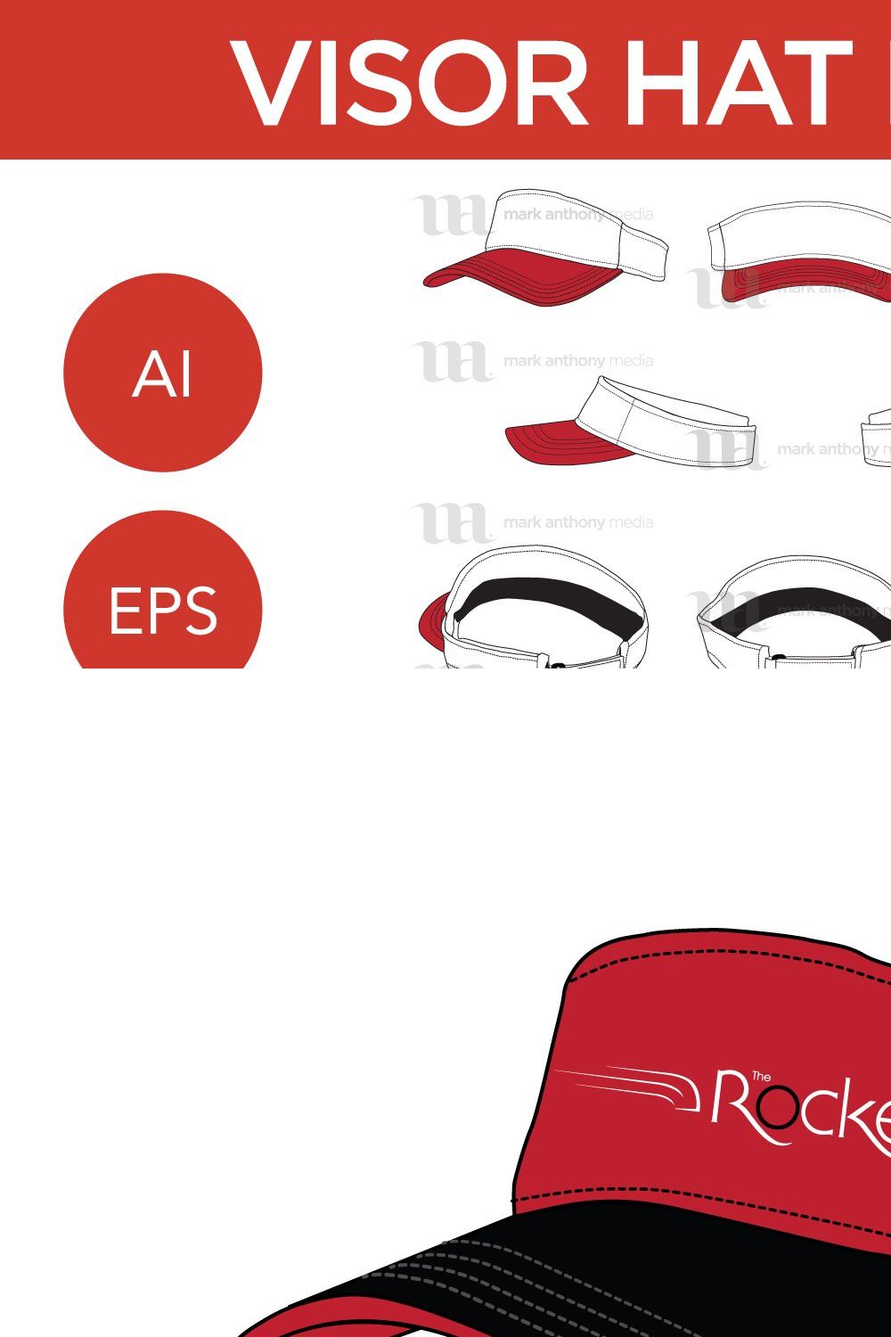 Visor Hat - Vector Template Mockup pinterest preview image.