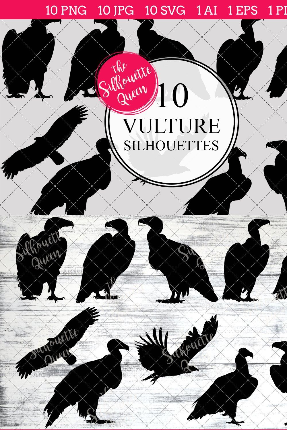 Vulture silhouette vector graphics pinterest preview image.