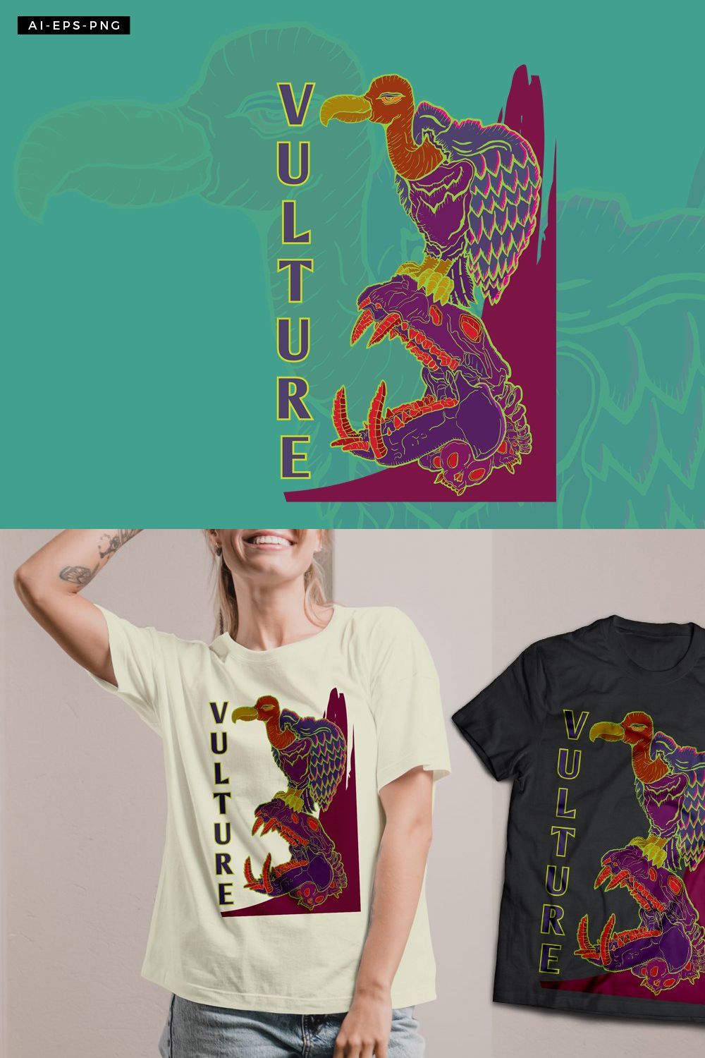 Vulture Skull Age T-Shirt pinterest preview image.
