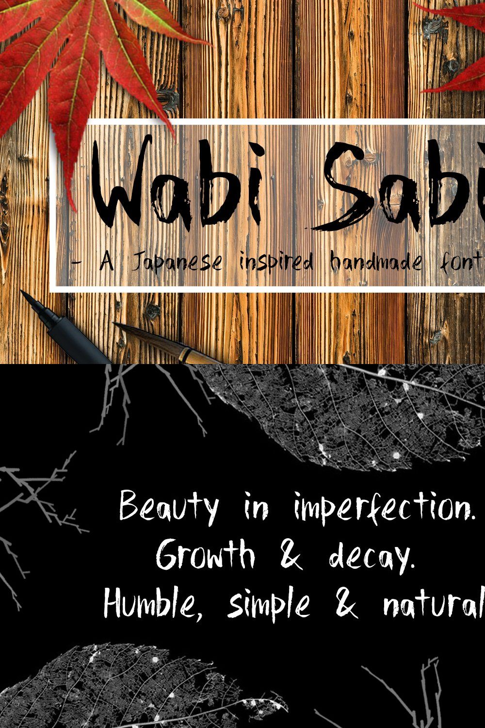 Wabi Sabi Handmade Font pinterest preview image.