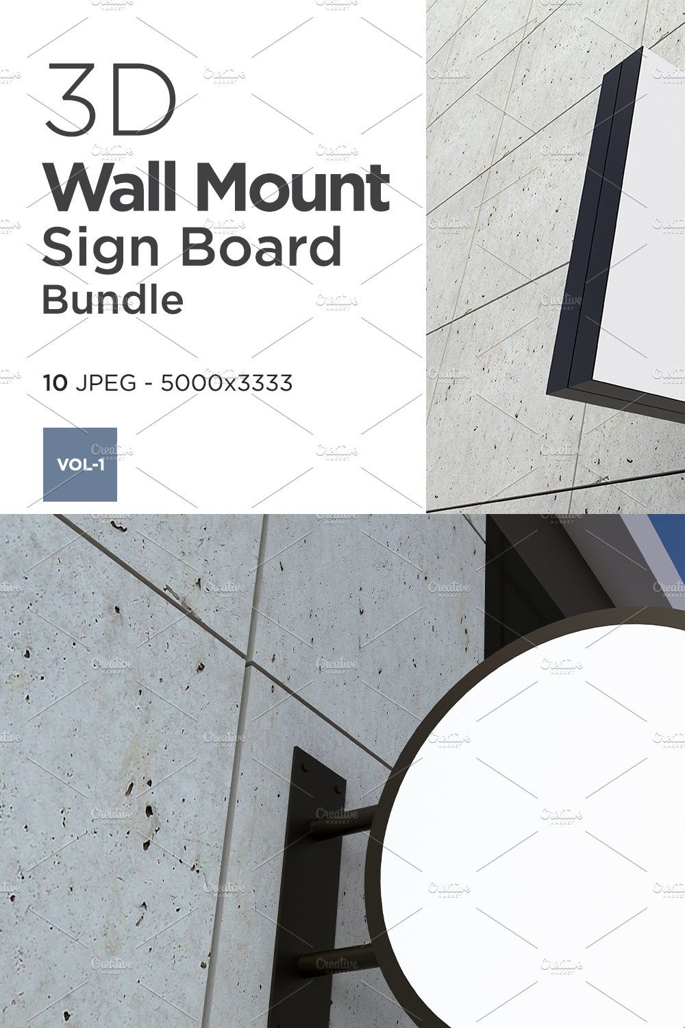 Wall Mount Sign Mockup Set Vol-1 pinterest preview image.