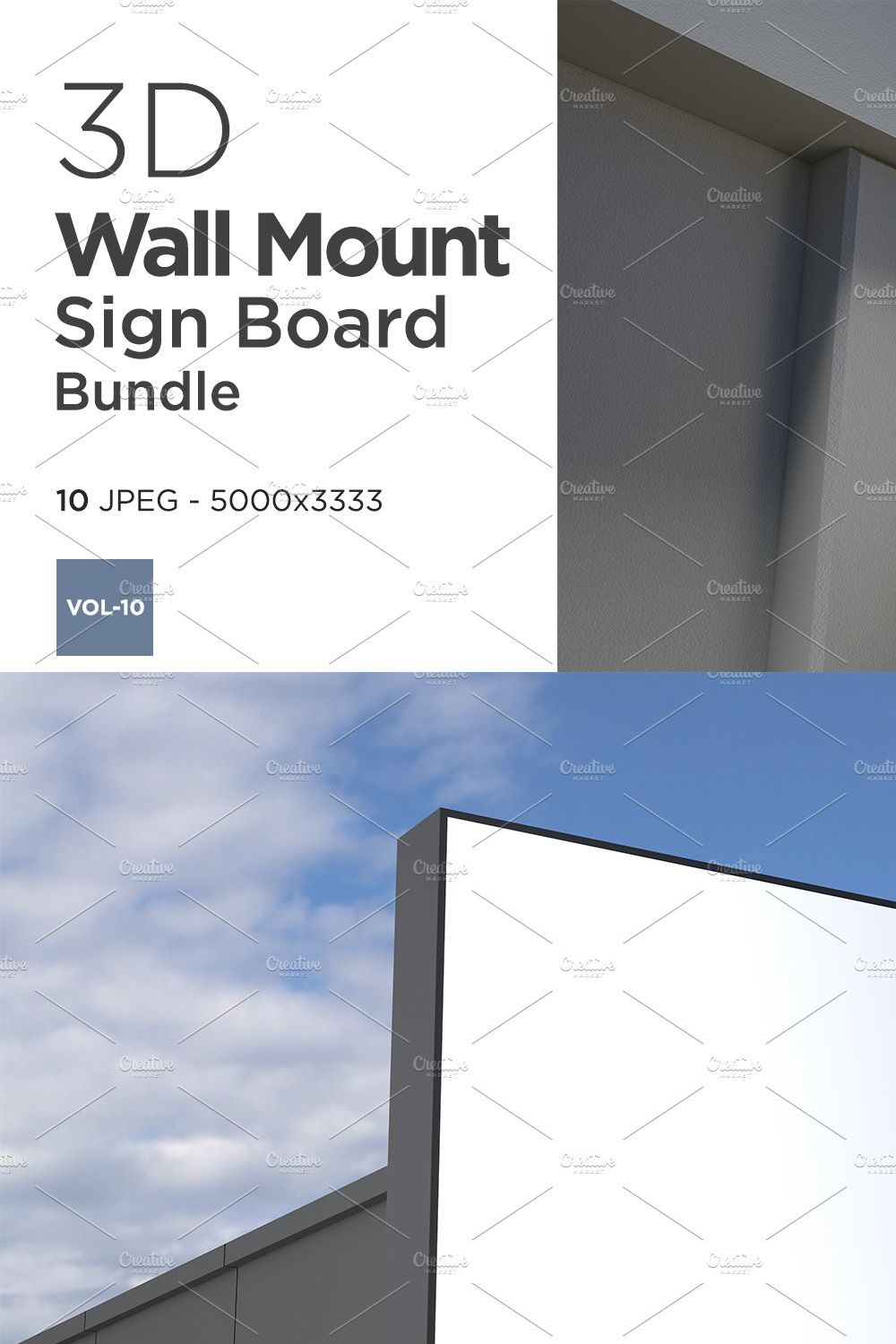 Wall Mount Sign Mockup Set Vol-10 pinterest preview image.