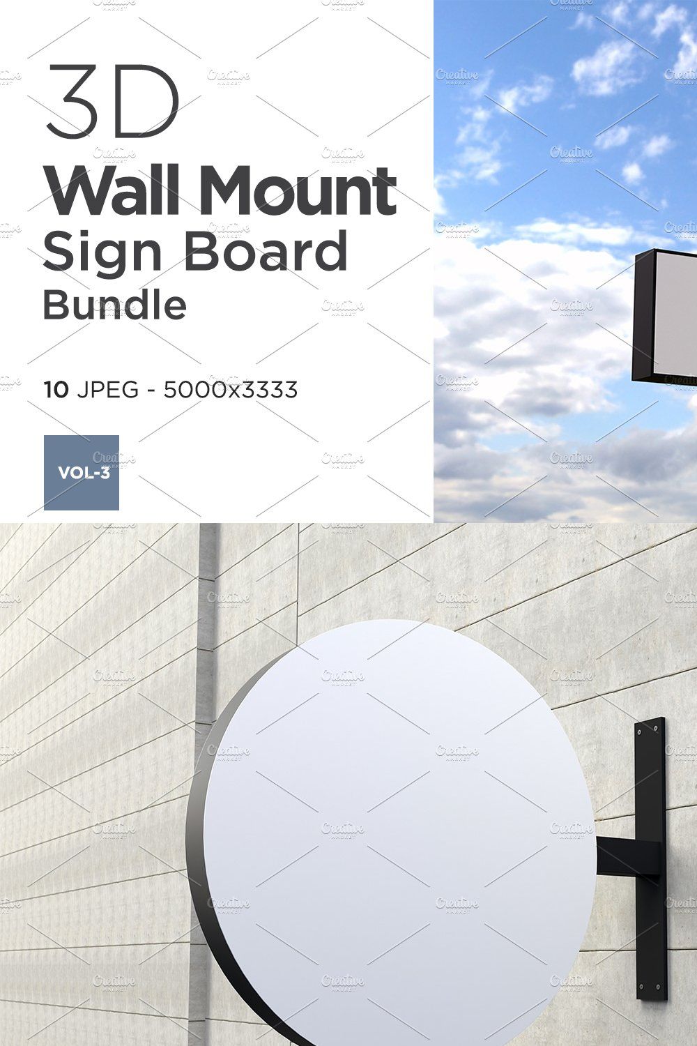 Wall Mount Sign Mockup Set Vol-3 pinterest preview image.