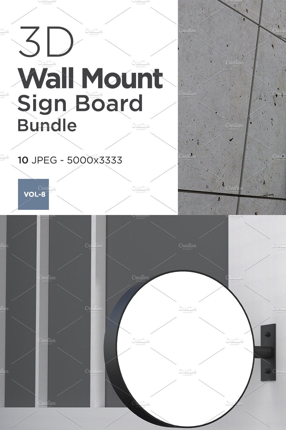 Wall Mount Sign Mockup Set Vol-8 pinterest preview image.