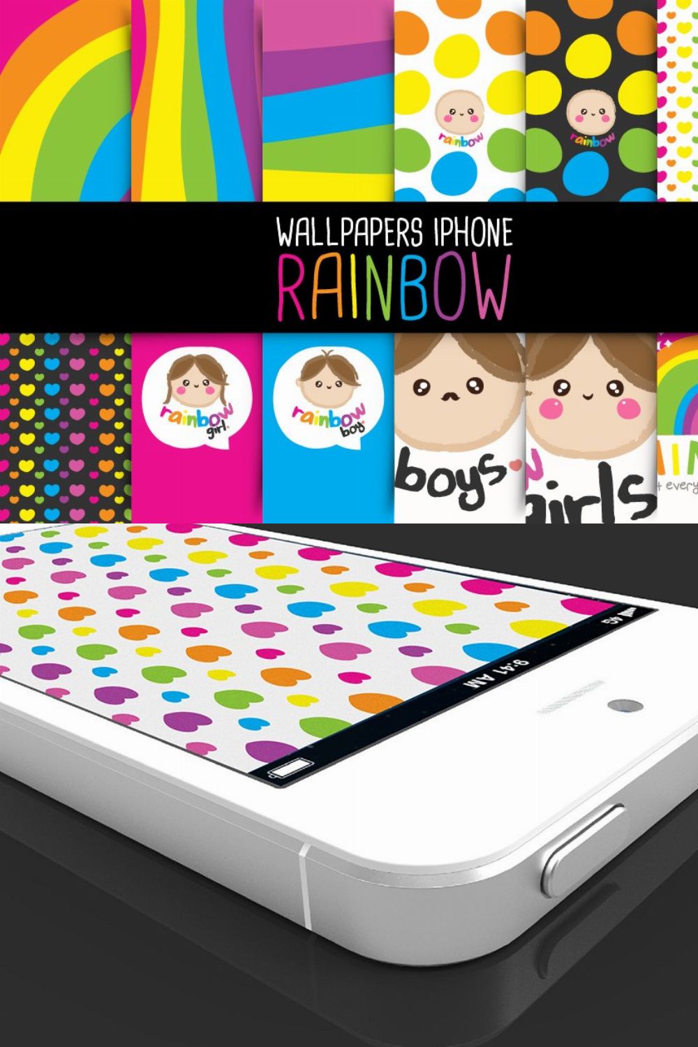Wallpapers iPhone//Rainbow pinterest preview image.