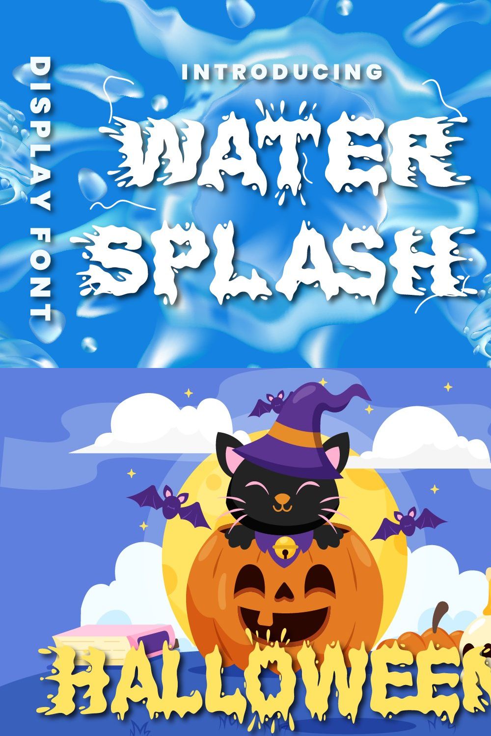Water Splash - Creative Display Font pinterest preview image.
