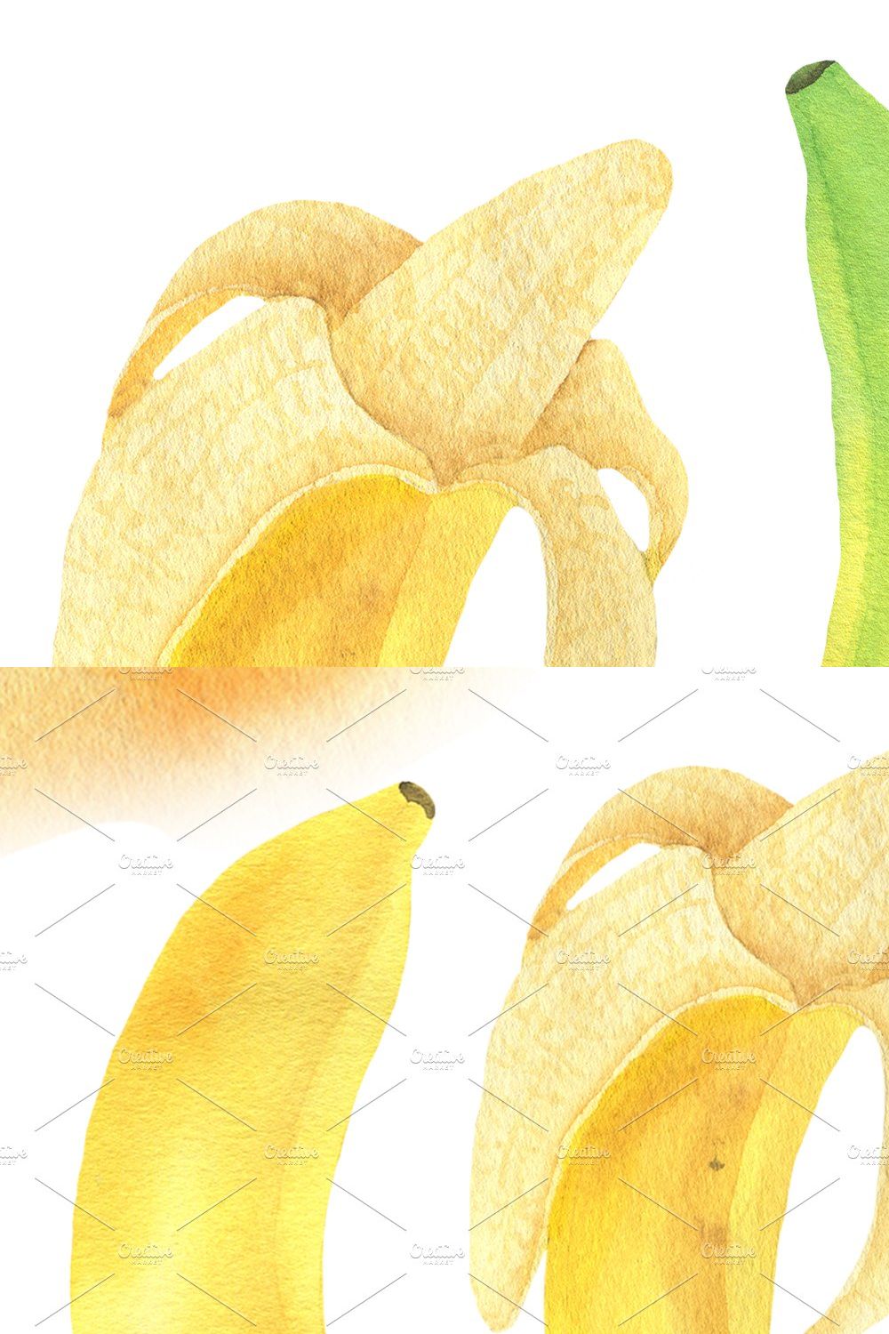 Watercolor Banana pinterest preview image.