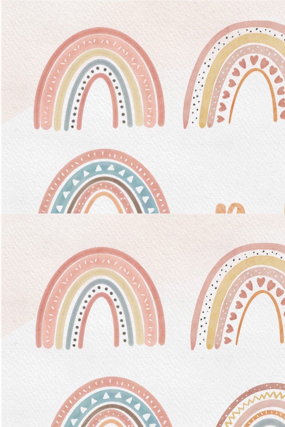 Watercolor Boho Rainbow Clipart png pinterest preview image.