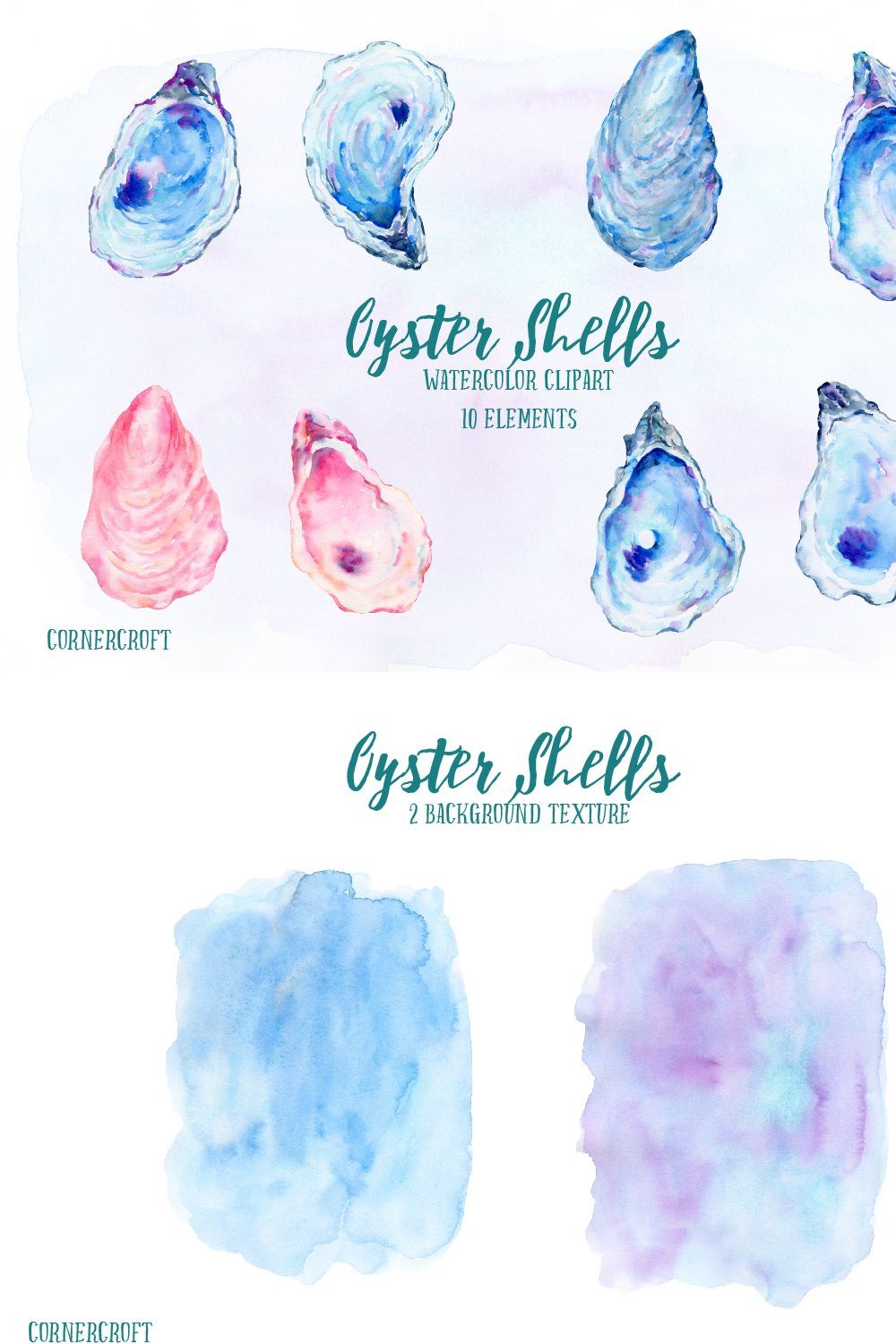 Watercolor Clipart Oyster Shell pinterest preview image.