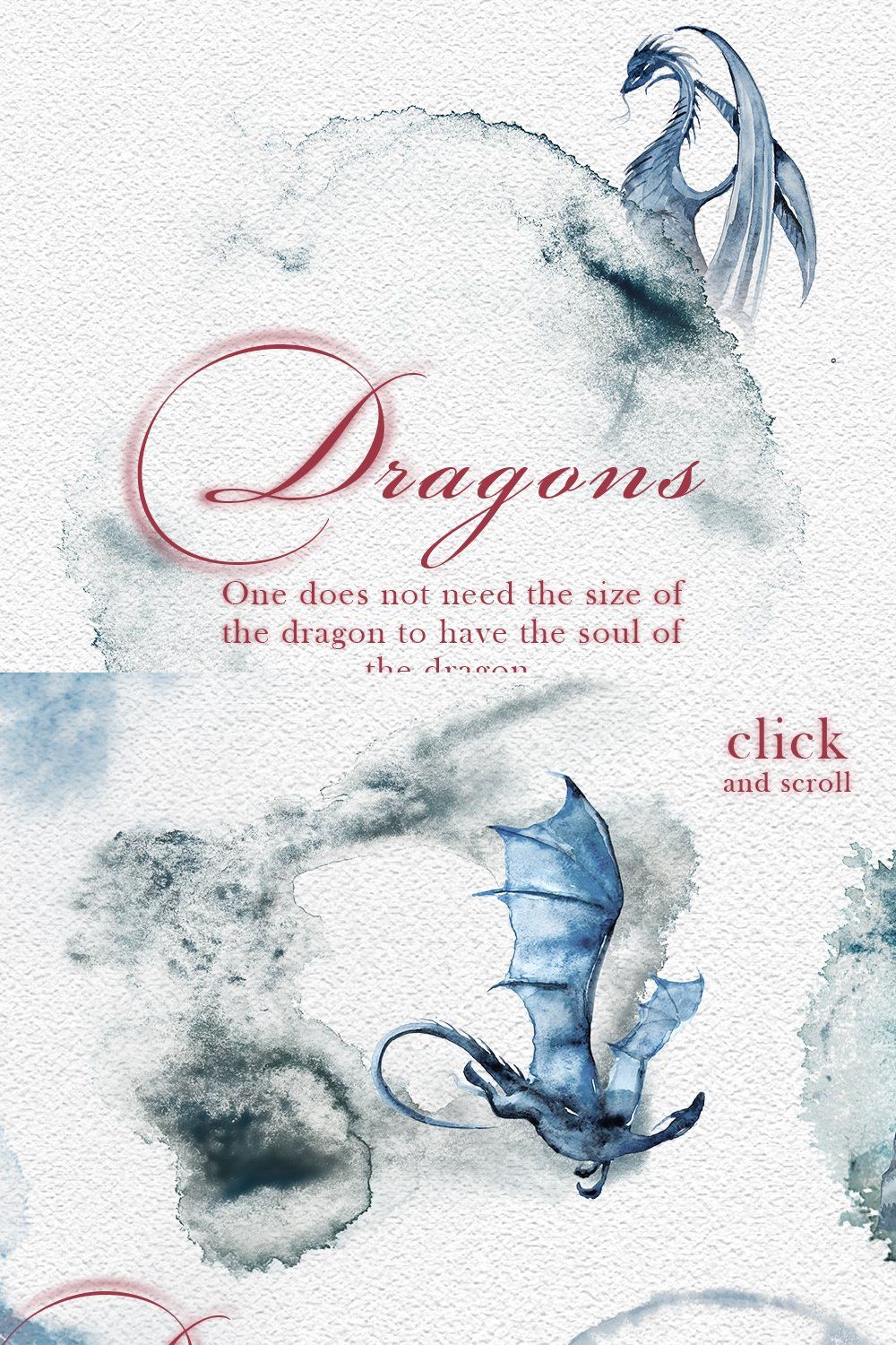 Watercolor Dragons Clipart Set pinterest preview image.