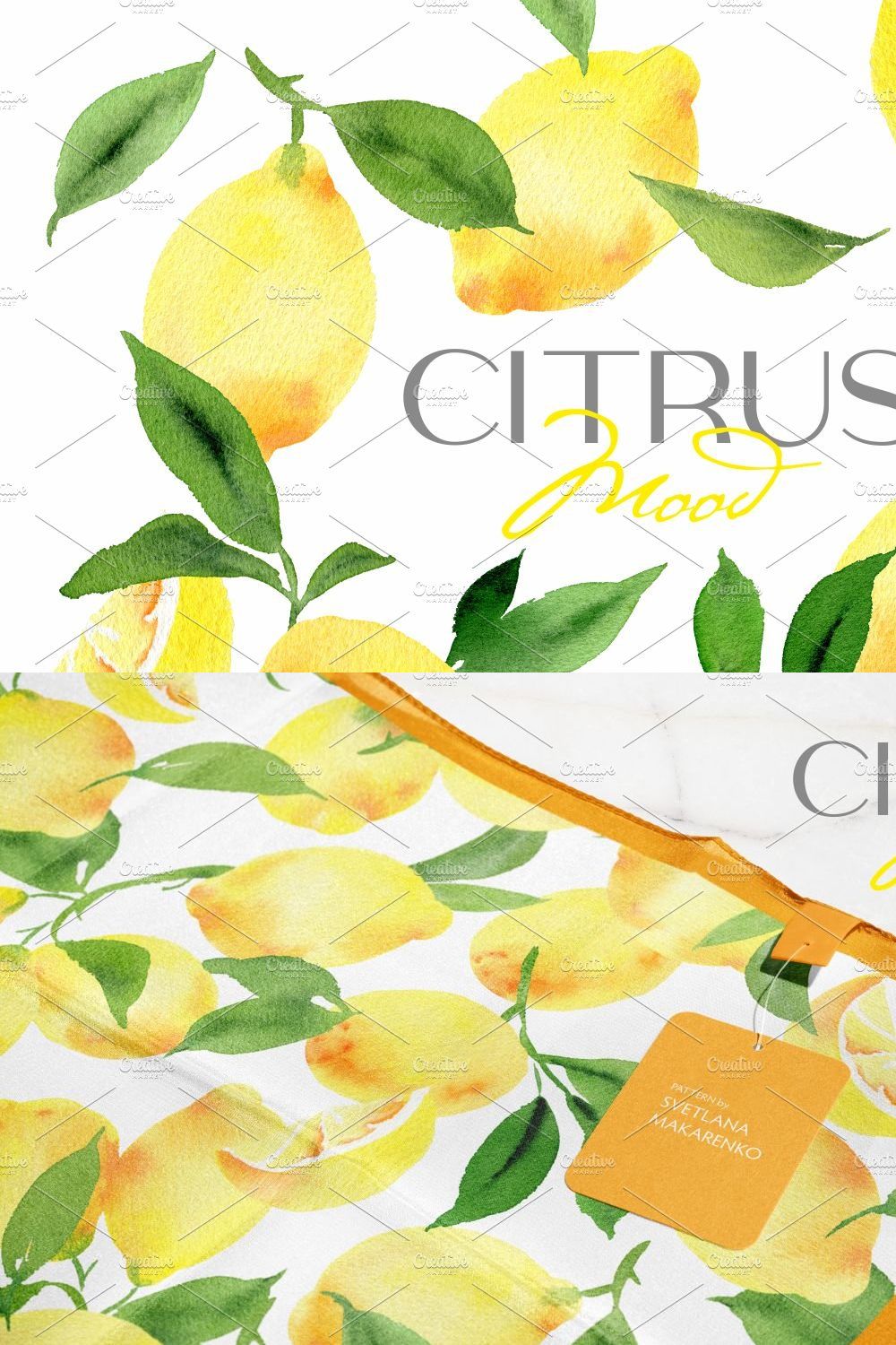 Watercolor lemons pinterest preview image.